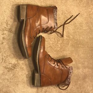 Brown leather boots